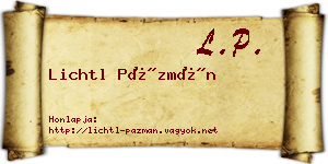 Lichtl Pázmán névjegykártya